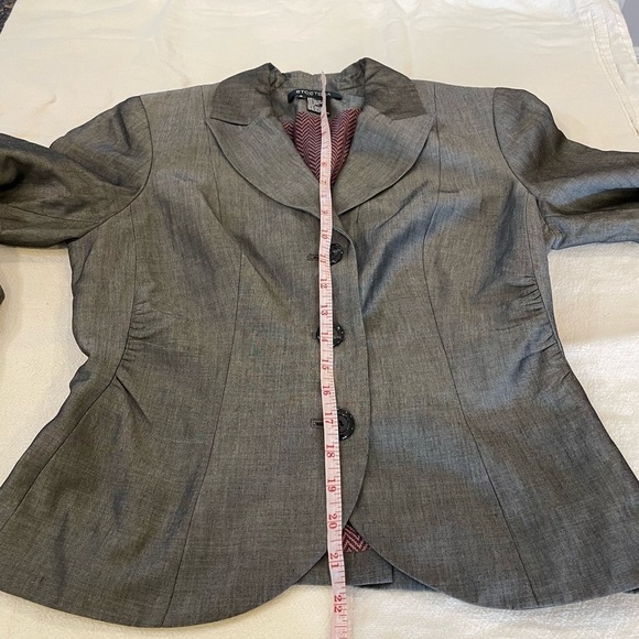 Etcetera gray rayon wool blend satin look blazer jacket classic simple elegant - Picture 10 of 10